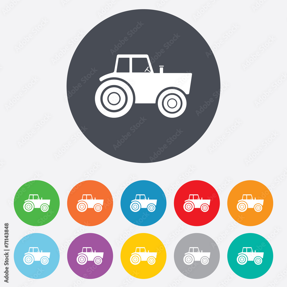 Tractor sign icon. Agricultural industry symbol. Tractor sign icon. Agricultural industry symbol.