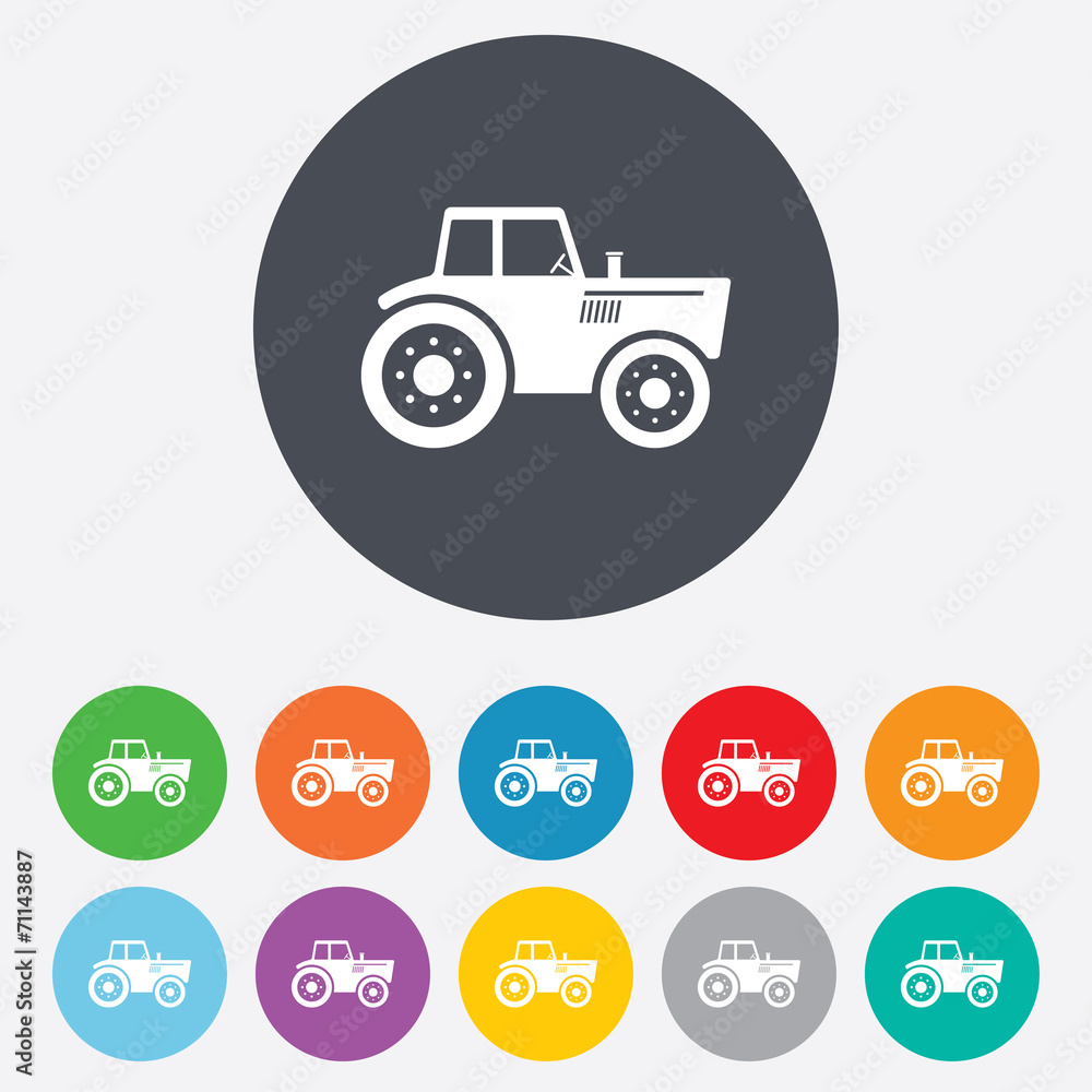 Tractor sign icon. Agricultural industry symbol. Tractor sign icon. Agricultural industry symbol.