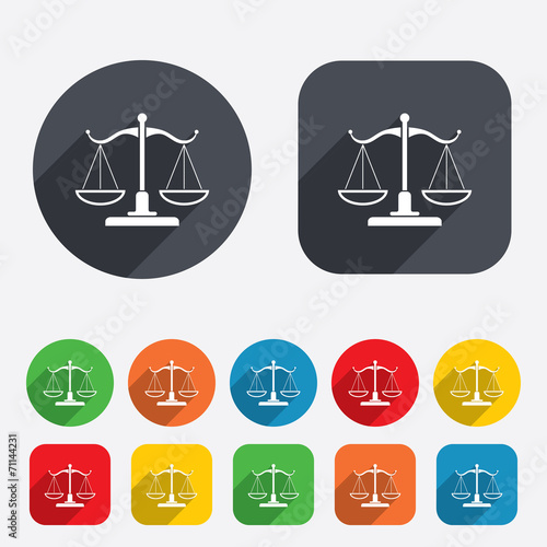 Scales of Justice sign icon. Court of law symbol