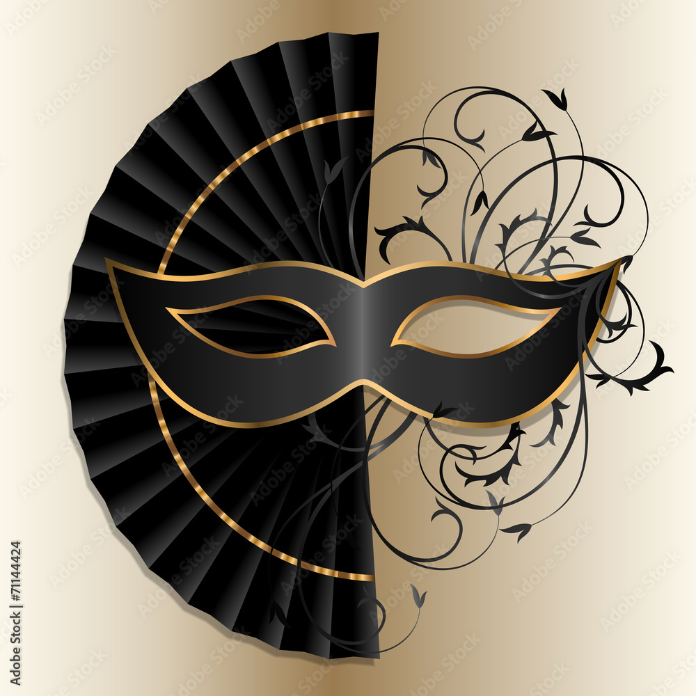 elegant black mask - obrazy, fototapety, plakaty 