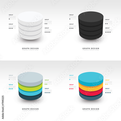 Modern Infographics template cylinder vector set