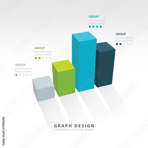 3D grap illustration Infographic 4 color