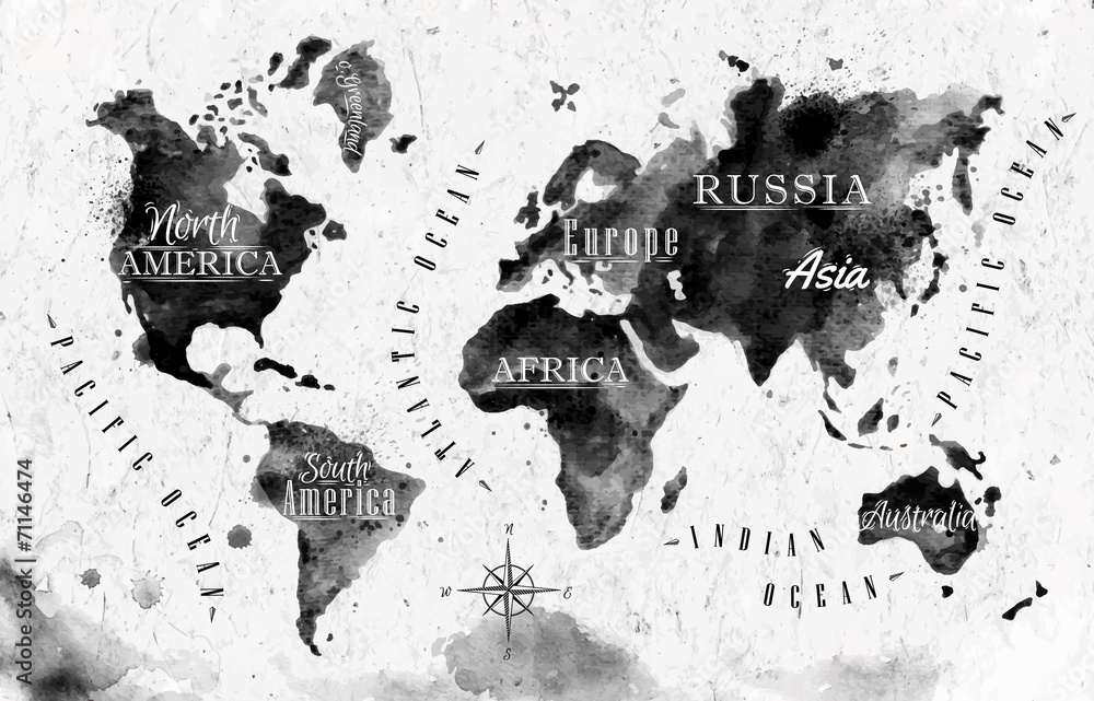 Obraz Mapa świata atramentu