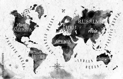 Obraz Ink world map