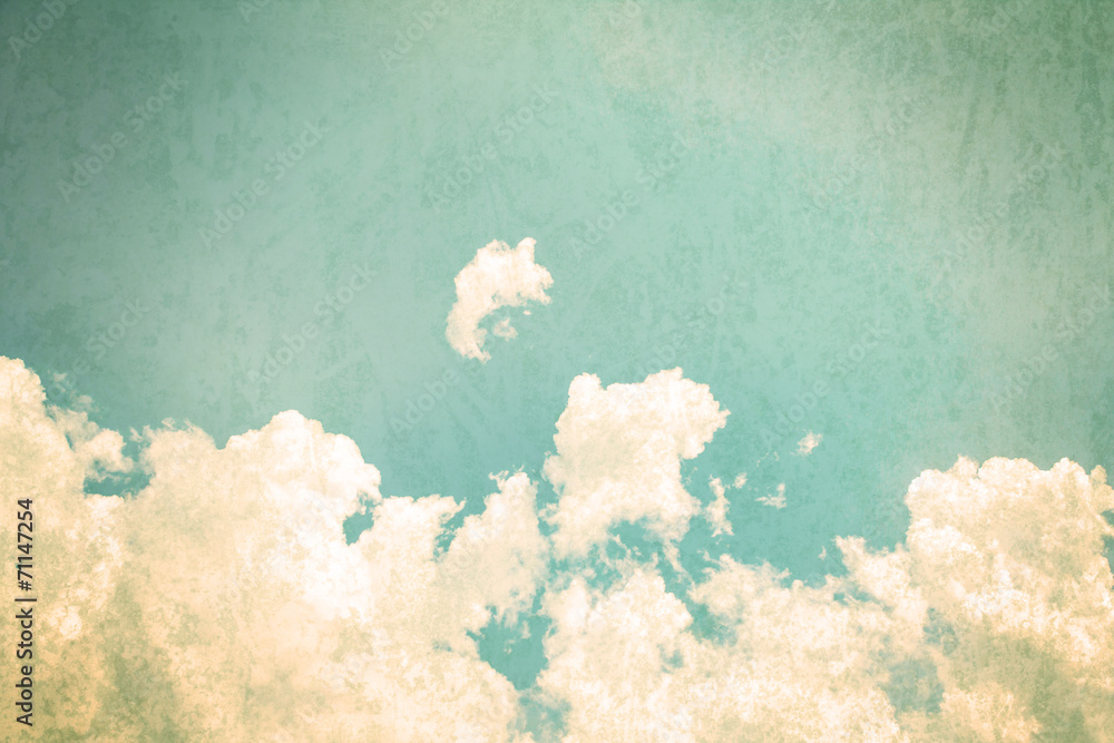 retro color tone of Clouds with blue sky in sunny day