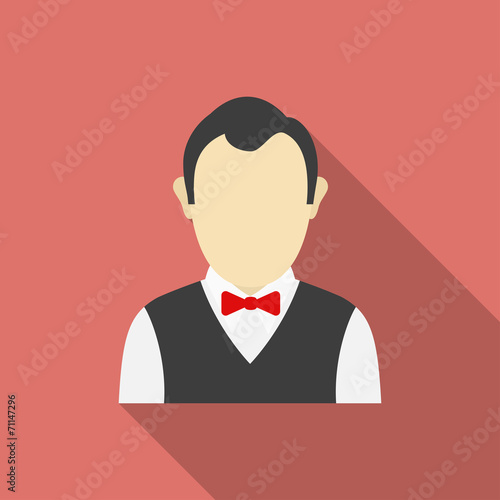 Croupier icon. Modern Flat style with a long shadow