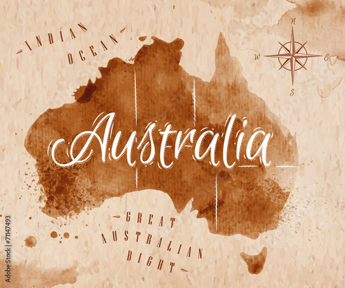 Fotografie Map Australia retro