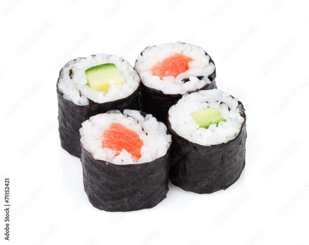 Sushi maki set with salmon and cucumber Sushi maki set with salmon and cucumber