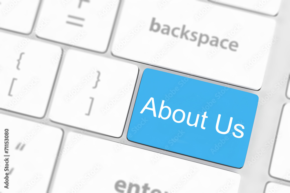 concepts of 'about us', message on keyboard enter key. concepts of 'about us', message on keyboard enter key.
