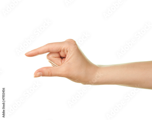 Female caucasian hand gesture isolated photo