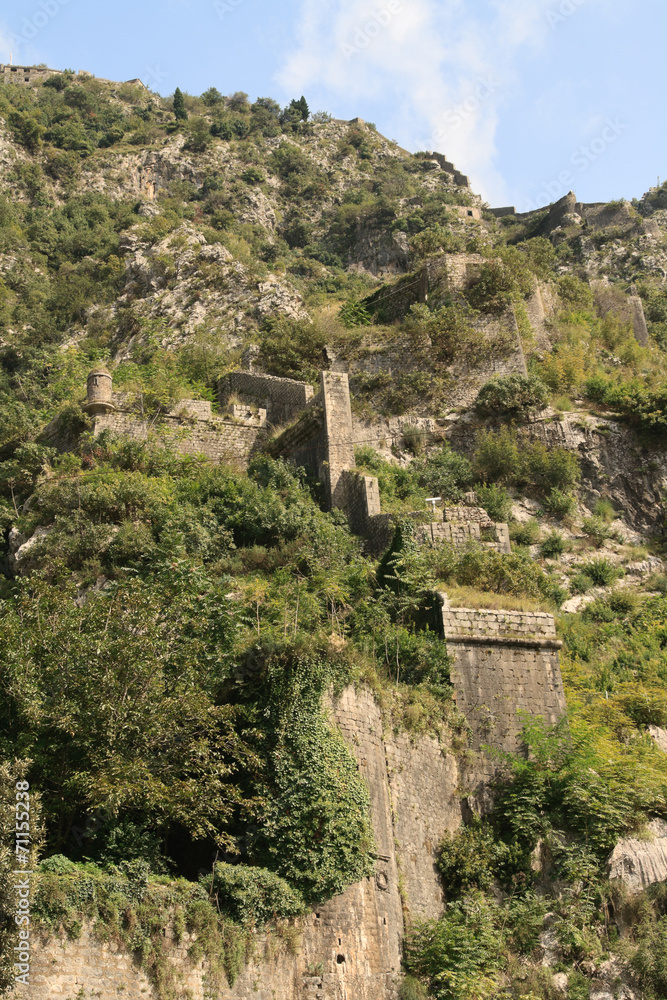 View of the fortification of San Giovanni in Kotor, Montenegro