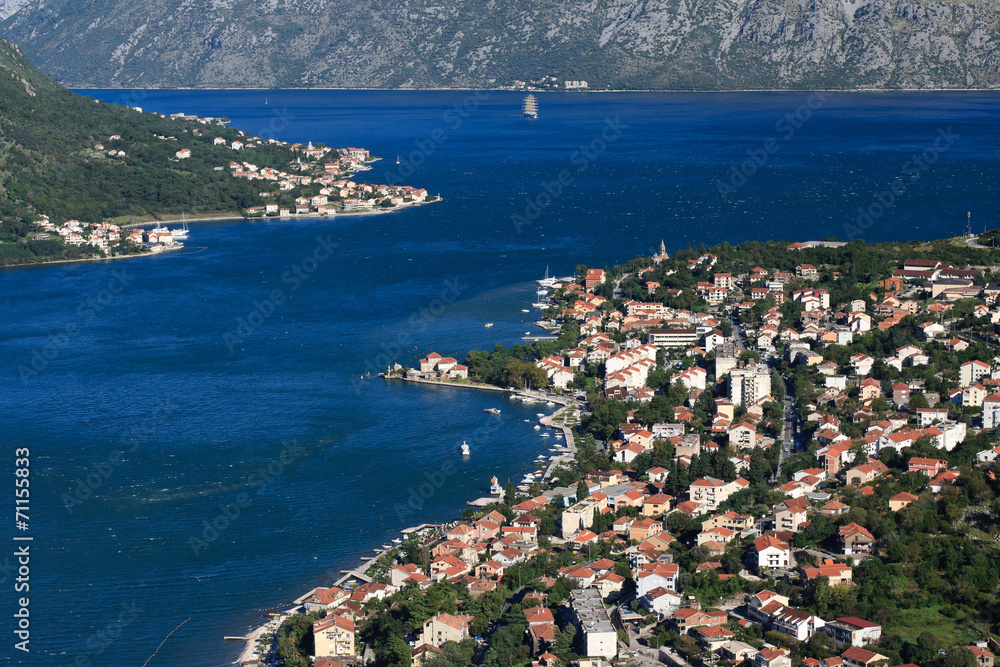 Panorama of the Bay of Kotor in the morning