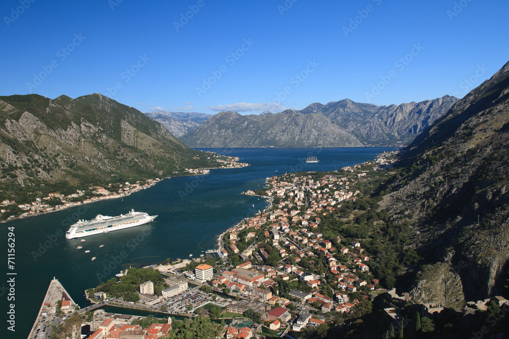 Nice view of the Bay of Kotor in Montenegro.