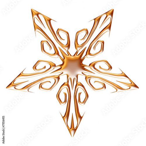 Fototapeta Naklejka Na Ścianę i Meble -  3D Gold Ornamental Star on white background.