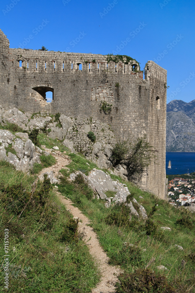 Ancient fortress in the town of Kotor. Montenegro