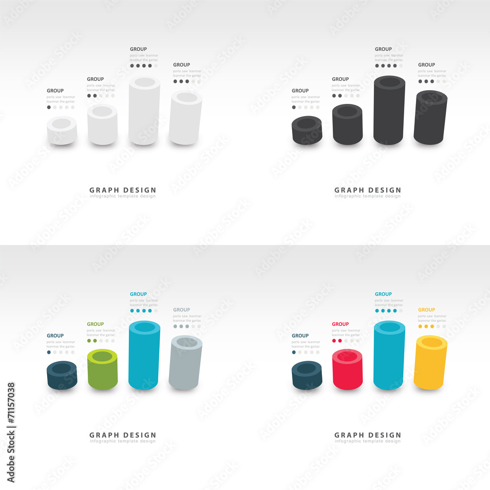 vector cylinder infographic 3d graph template set Stock Vector Adobe vector cylinder infographic 3d graph template set Stock Vector Adobe
