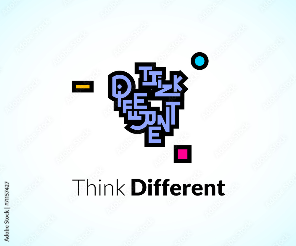 Think different phrase, graffiti logo sign, concept icon symbol Think different phrase, graffiti logo sign, concept icon symbol