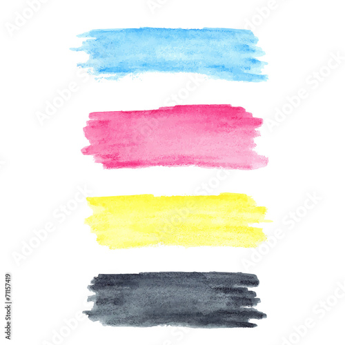 CMYK colors vector watercolor stains