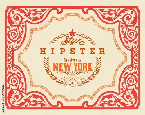 Baroque ornaments and floral details, retro frame