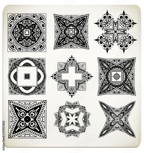 Vector old baroque design set.