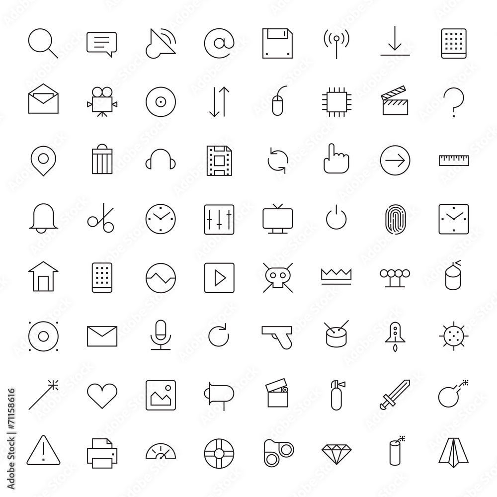 Fototapeta premium Thin Line Icons For Interface