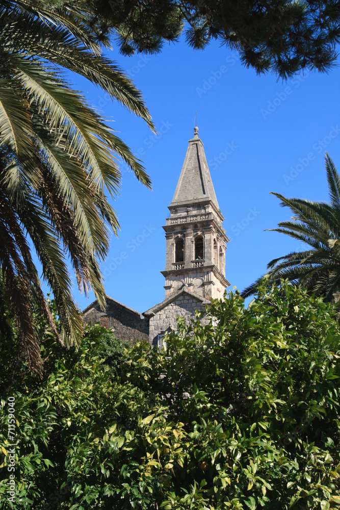 View of the Church of St. Nikola in Perast, Montenegro