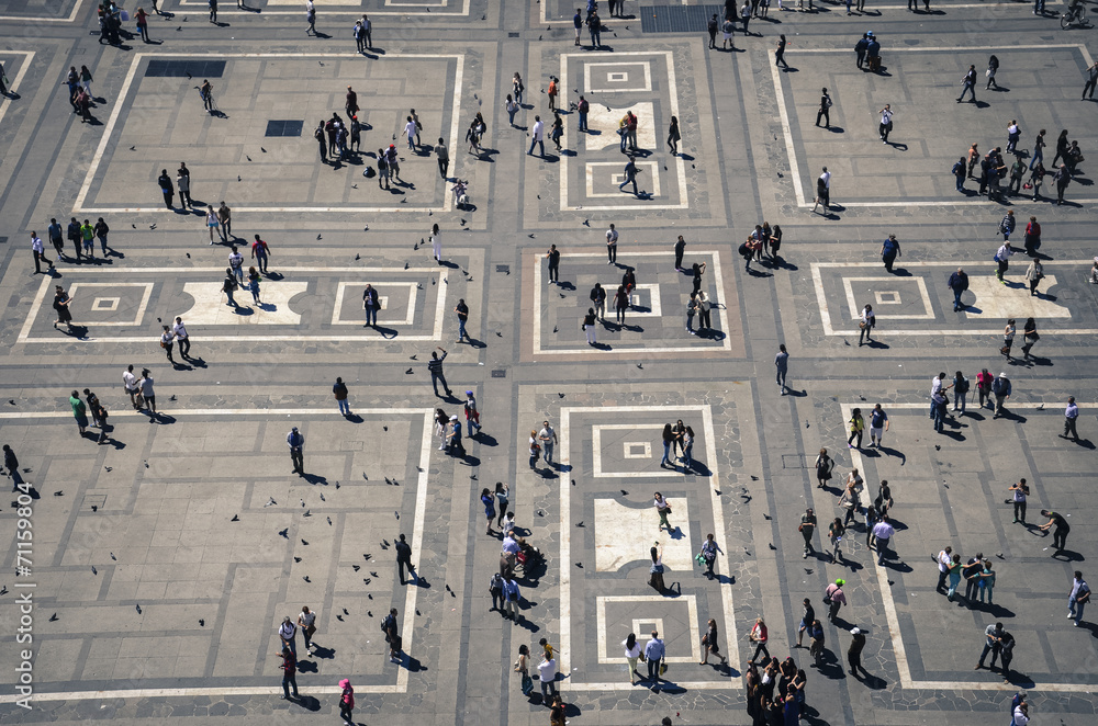 Fototapeta premium Lifestyle miniature - People and their life on city square.