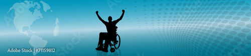 Vector silhouette of man in wheelchair.
