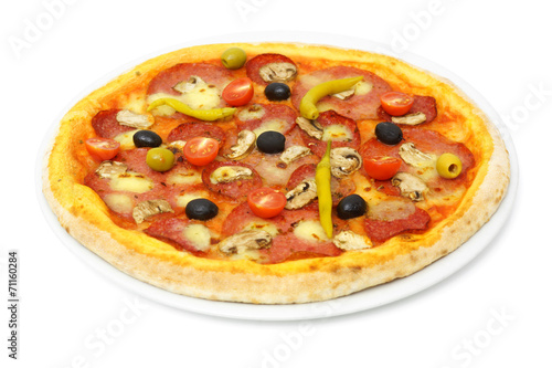big italian salami pizza with pepperoni
