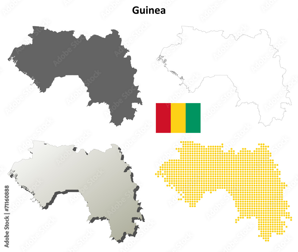 Guinea blank detailed outline map set