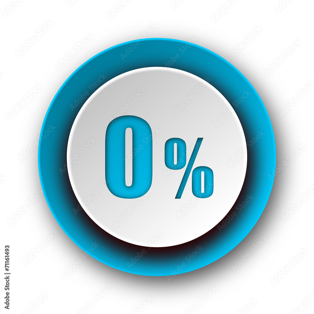 0 percent blue modern web icon on white background 0 percent blue modern web icon on white background