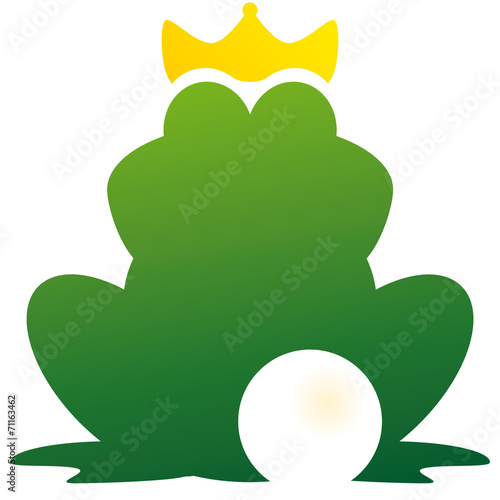 Froschkönig mit Krone und Kugel
