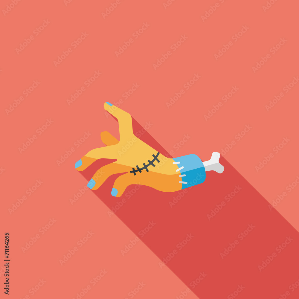 Halloween zombie hand flat icon with long shadow,eps10 Halloween zombie hand flat icon with long shadow,eps10