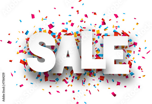 Paper sale confetti sign.