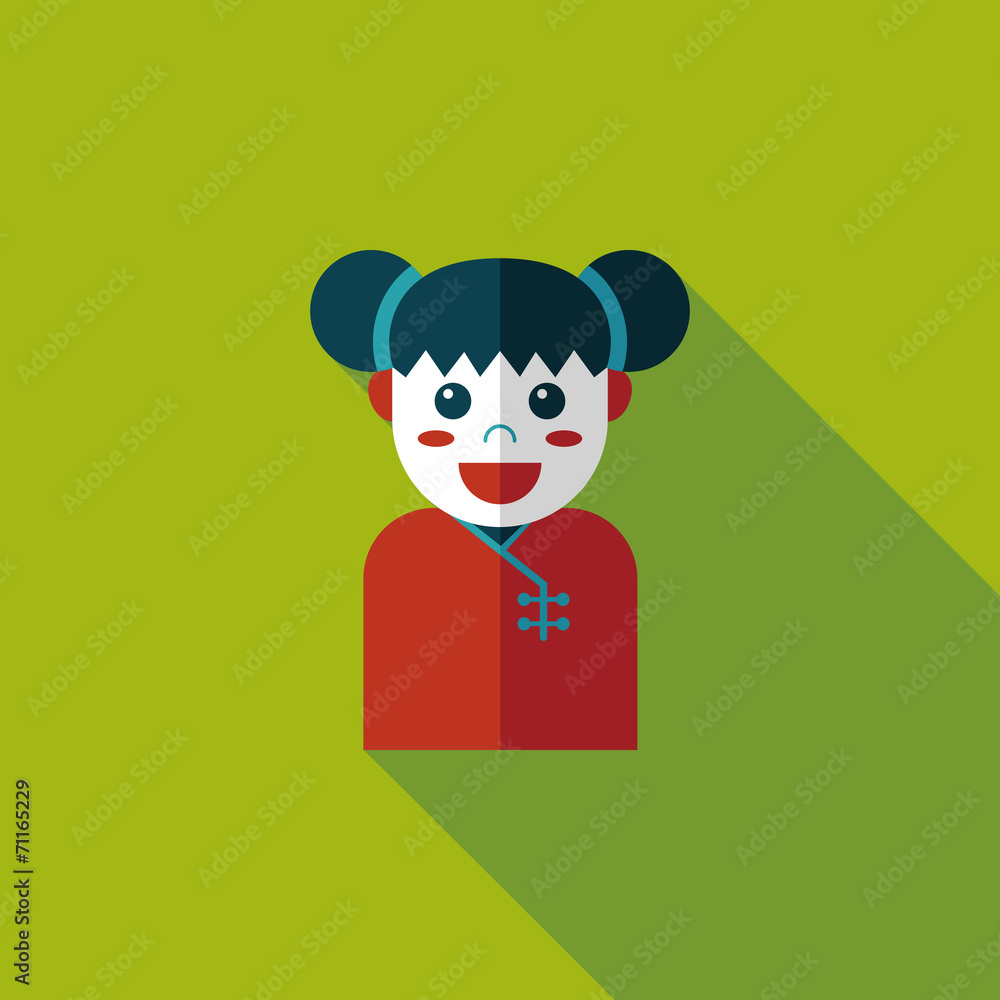 Chinese New Year girl flat icon with long shadow,eps10 Chinese New Year girl flat icon with long shadow,eps10
