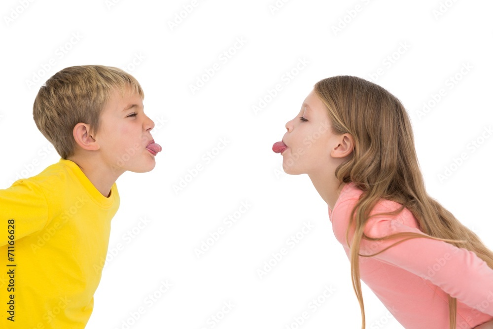 Cute siblings teasing each other Cute siblings teasing each other