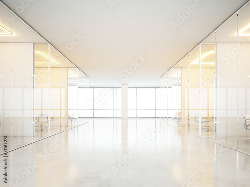 Office interior with white furniture
