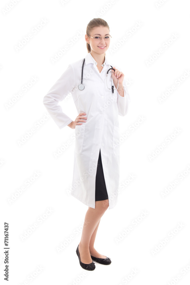 full length young female doctor isolated on white full length young female doctor isolated on white