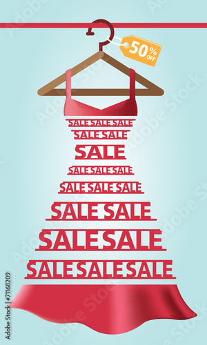Woman dress, shopping, sale, typography