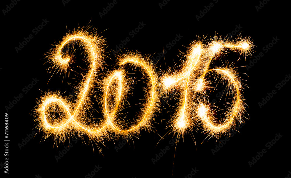 Happy New Year - 2015 with sparklers Happy New Year - 2015 with sparklers