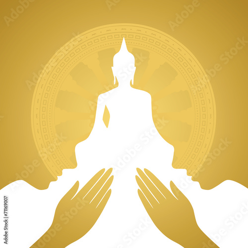Buddha silhouette, Buddhism and bothi tree