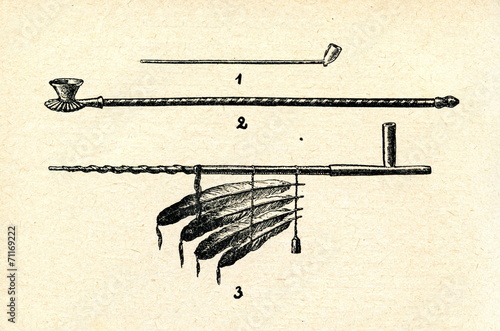 Dutch pipe(1), turkish pipe(2), calumet of indigenous americans