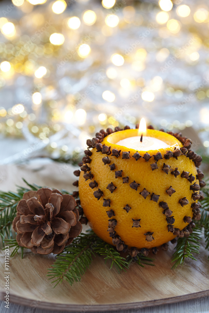 Aromatic Christmas orange with candle Aromatic Christmas orange with candle