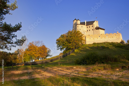 Autumn view of the medieval castle in Bobolice, Poland