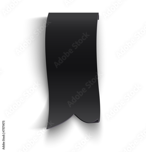 Black realistic curved paper banner