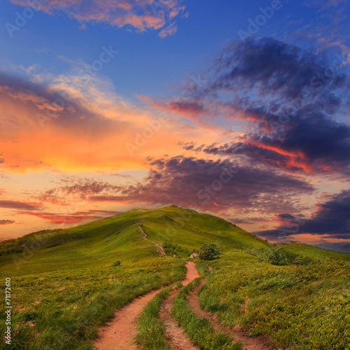 Fototapeta Naklejka Na Ścianę i Meble -  Summer mountain landscape and beautiful sunset
