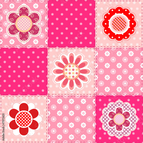 Patchwork pattern with flowers