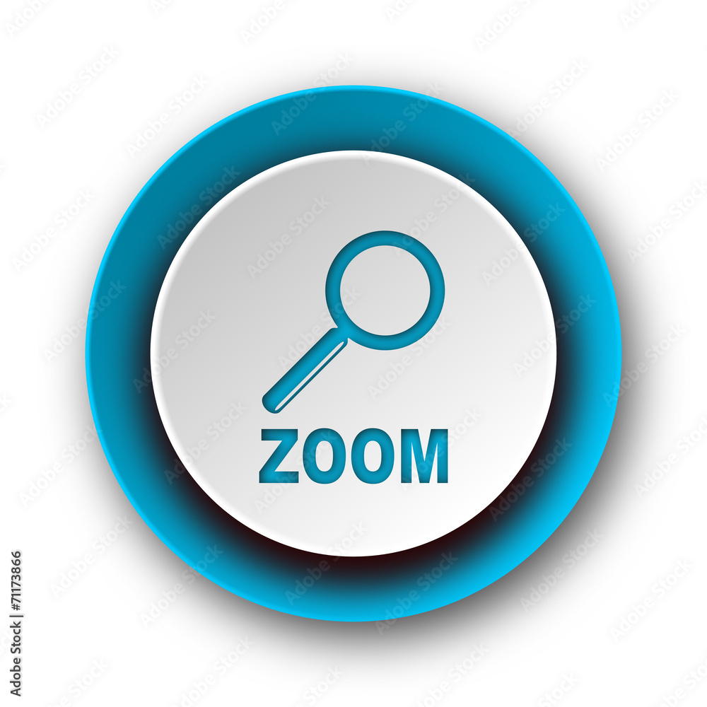 zoom blue modern web icon on white background