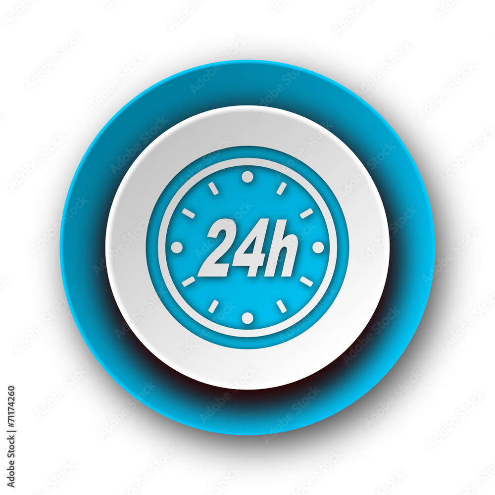 24h blue modern web icon on white background
