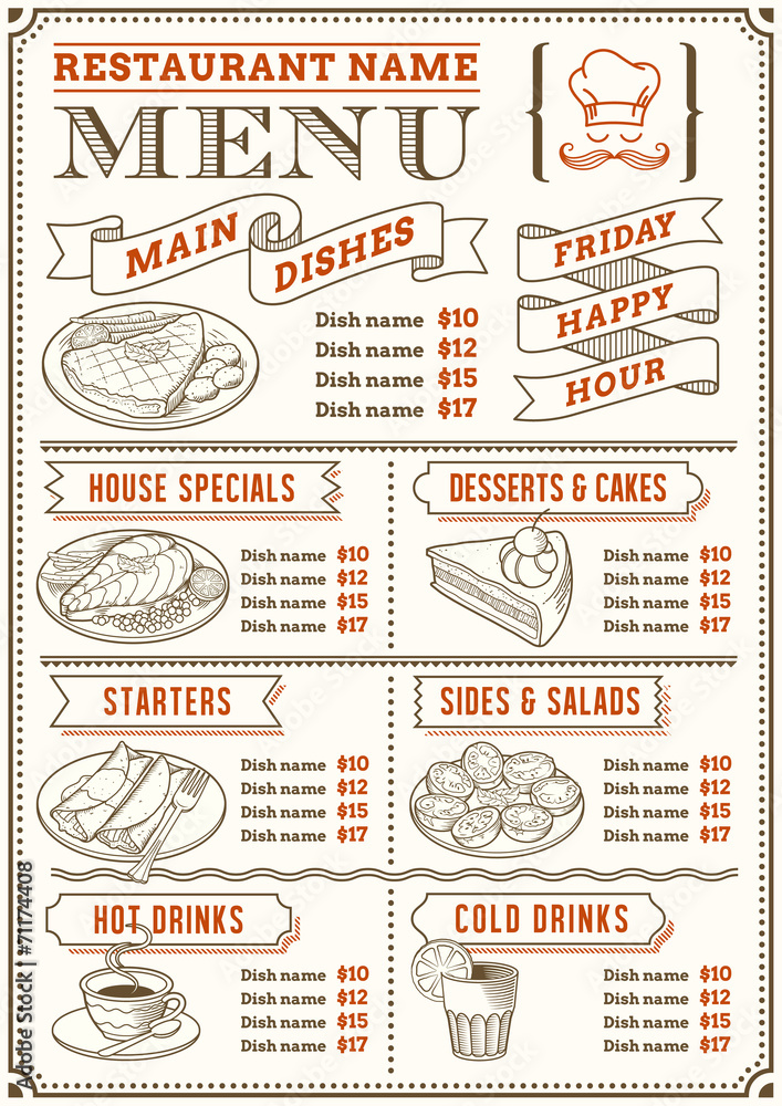 Restaurant Menu Template Adobe Stock